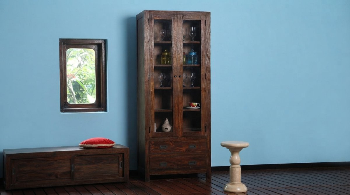 Rustic Solid Wood Display Cabinet